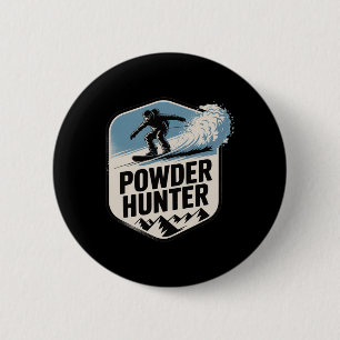 Badge Rond 5 Cm Chasse à la poudreuse Ski Snowboard Montagne Avent
