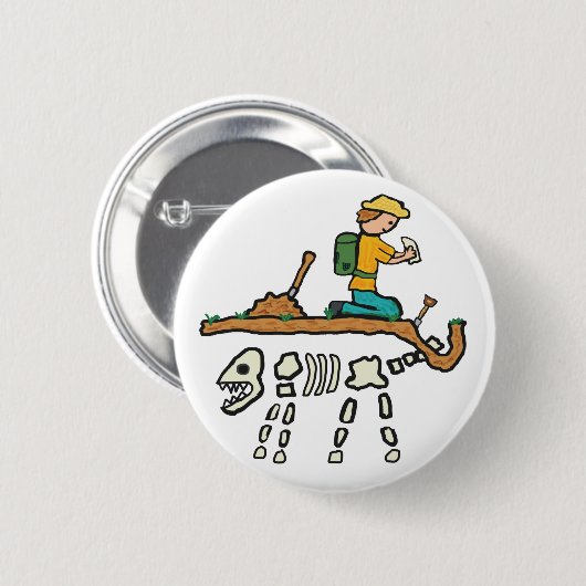 Badge Rond 5 Cm Chasse aux fossiles (Devant & derrière)