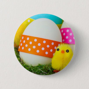 Badge Rond 5 Cm chasse aux oeufs de pâques de poulet