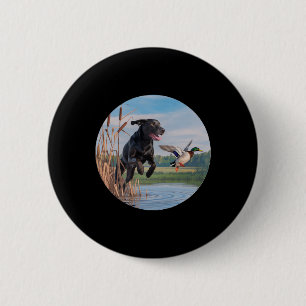 Badge Rond 5 Cm Chasse Black Labrador Lab Chasse aux canards. Oise