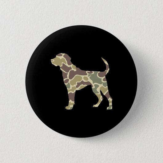 Badge Rond 5 Cm Chasse Camo Old School Chien (Devant)