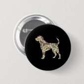 Badge Rond 5 Cm Chasse Camo Old School Chien (Devant & derrière)
