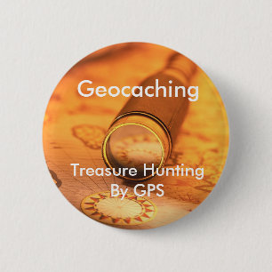 Badge Rond 5 Cm Chasse de trésor de Geocaching par Pin de butin d