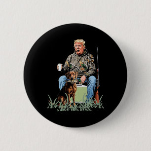 Badge Rond 5 Cm Chasse Trump Camouflage drôle Chasse au canard sai