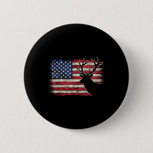 Badge Rond 5 Cm Chasseur de cerfs chasseur drapeau américain Chass