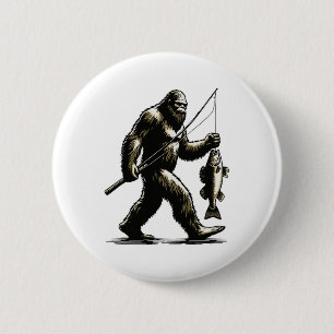 Badge Rond 5 Cm Chasseur de doré géant Sasquatch Pêcheur de doré G