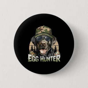 Badge Rond 5 Cm Chasseur d'oeufs Casquette de Camo Black Labrador
