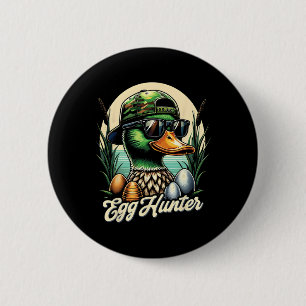 Badge Rond 5 Cm Chasseur d'oeufs drôle de chasse aux oeufs de cana
