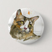Badge Rond 5 Cm Chat à l'aquarelle (Devant)