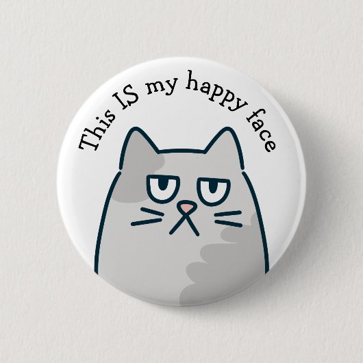 Badge Rond 5 Cm Chat à visage heureux (Devant)