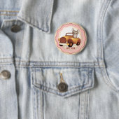 Badge Rond 5 Cm Chat abyssin conduisant une voiture (En situation)