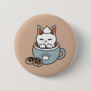 Badge Rond 5 Cm Chat adorable en Mug Conception de vacances - Chat
