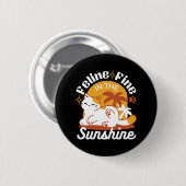 Badge Rond 5 Cm Chat adorable se relaxer au soleil - Animal de com (Devant & derrière)