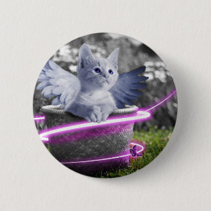 Badge Rond 5 Cm chat ange