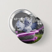 Badge Rond 5 Cm chat ange (Devant & derrière)