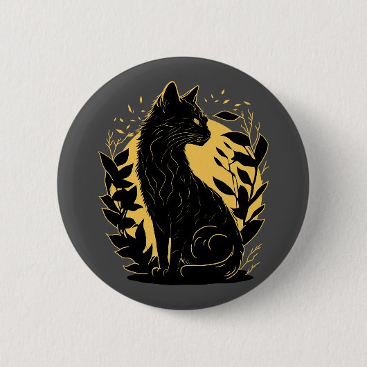 Badge Rond 5 Cm Chat assis (Devant)