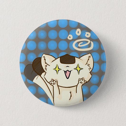 Badge Rond 5 Cm Chat Asssault d'Onigiri ! Bouton (brun) (Devant)