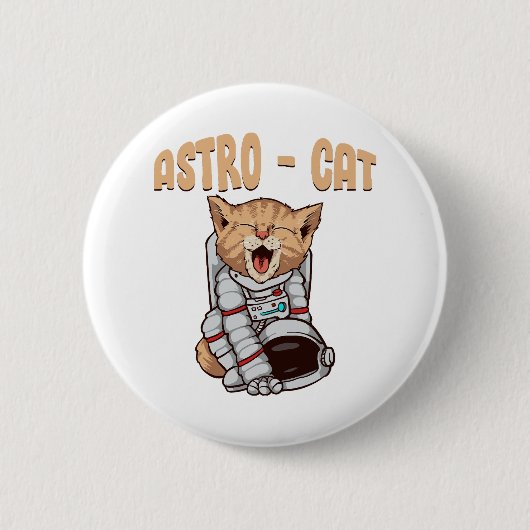 Badge Rond 5 Cm Chat Astro (Devant)