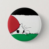 Badge Rond 5 Cm Chat au drapeau de la Palestine libre (Devant)