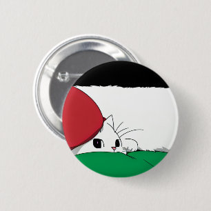 Badge Rond 5 Cm Chat au drapeau de la Palestine libre