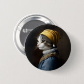 Badge Rond 5 Cm Chat avec oreille perle (Devant & derrière)