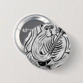 Badge Rond 5 Cm Chat avec une guitare de poisson (Devant & derrière)