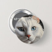 Badge Rond 5 Cm Chat blanc (Devant & derrière)