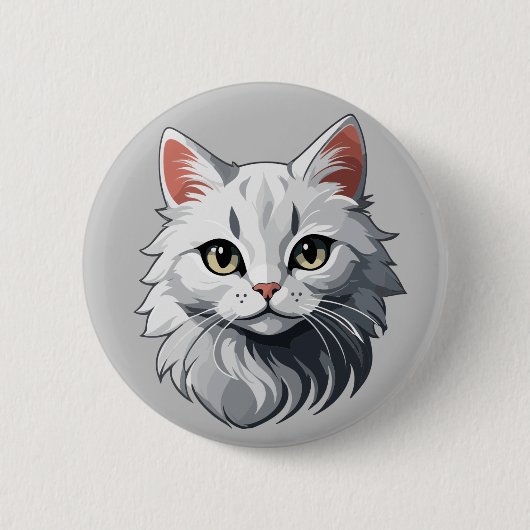 Badge Rond 5 Cm Chat Blanc Charmant (Devant)