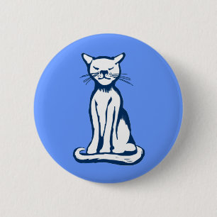 Badge Rond 5 Cm chat bleu