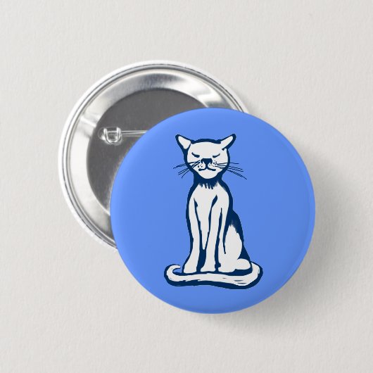 Badge Rond 5 Cm chat bleu (Devant & derrière)