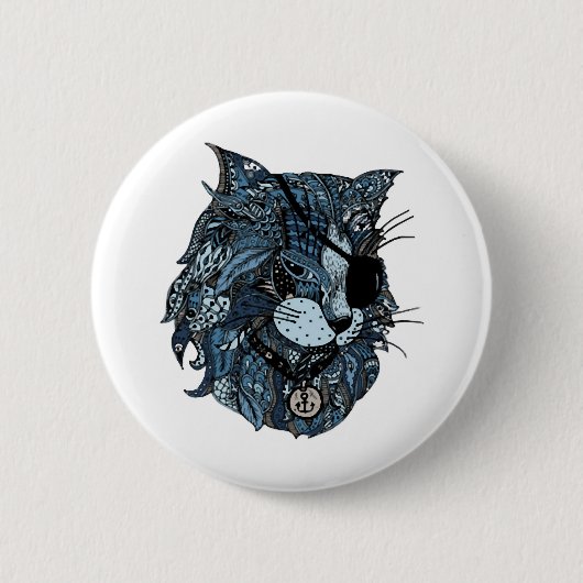 Badge Rond 5 Cm chat bleu (3) (Devant)