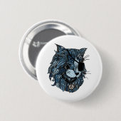 Badge Rond 5 Cm chat bleu (3) (Devant & derrière)