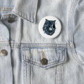 Badge Rond 5 Cm chat bleu (3) (En situation)