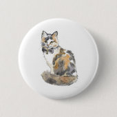 Badge Rond 5 Cm Chat Calico Fancy (Devant)