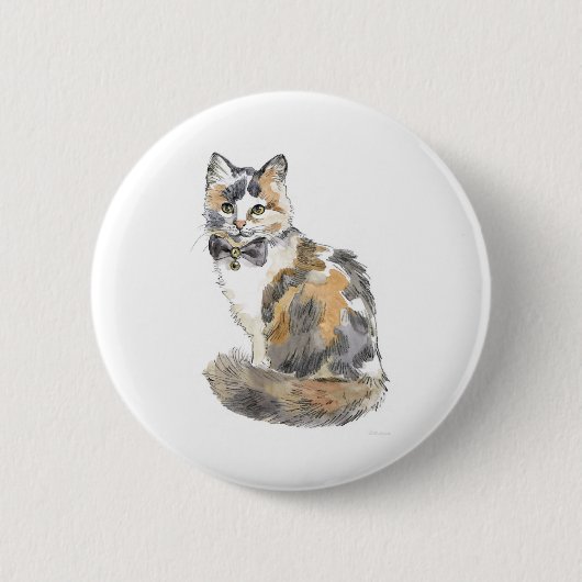 Badge Rond 5 Cm Chat Calico Fancy (Devant)