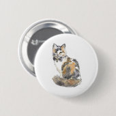 Badge Rond 5 Cm Chat Calico Fancy (Devant & derrière)