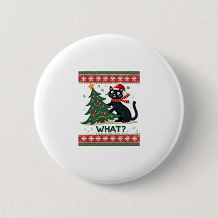 Badge Rond 5 Cm Chat Ce Chat Noir Drôle Poussant Arbre De Noël Ug
