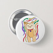 Badge Rond 5 Cm Chat chanceux (Devant & derrière)