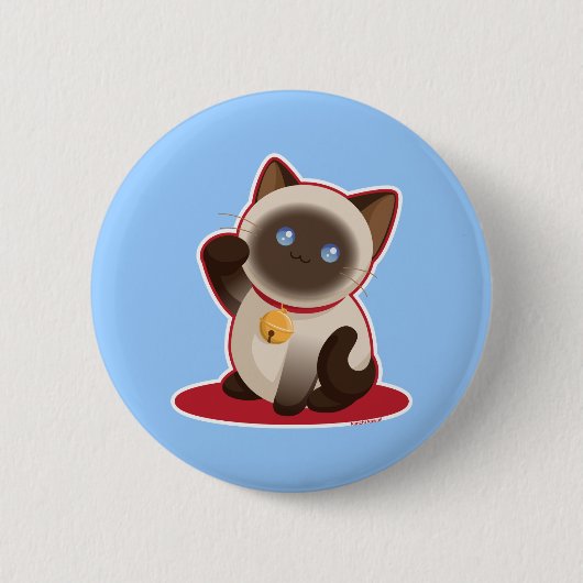 Badge Rond 5 Cm Chat chanceux (Devant)