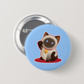 Badge Rond 5 Cm Chat chanceux (Devant & derrière)