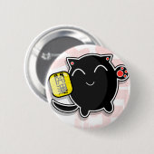 Badge Rond 5 Cm chat chanceux japonais mignon - noir (Devant & derrière)