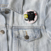 Badge Rond 5 Cm chat chanceux japonais mignon - noir (En situation)