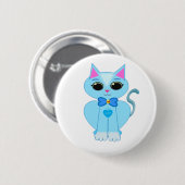 Badge Rond 5 Cm Chat chaton bleu clair élégant (Devant & derrière)