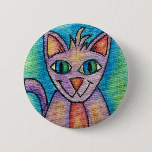 Badge Rond 5 Cm Chat Chaton Rose Violet