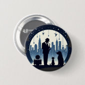 Badge Rond 5 Cm Chat, chien, Jazz (Devant & derrière)