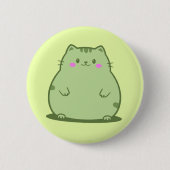 Badge Rond 5 Cm Chat Chubby Matcha Vert (Devant)