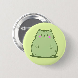Badge Rond 5 Cm Chat Chubby Matcha Vert