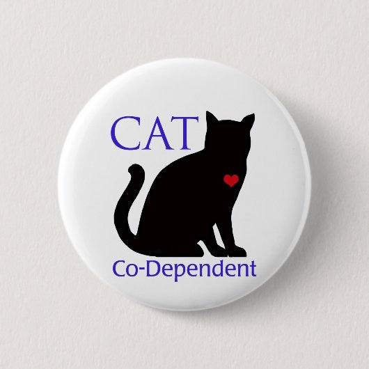 Badge Rond 5 Cm Chat Co-Dépendant (Devant)