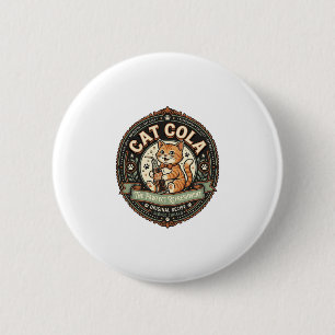 Badge Rond 5 Cm Chat Cola Chat Étiquette de Boisson Gazeuse Chat V
