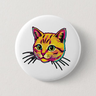 Badge Rond 5 Cm Chat Coloré
